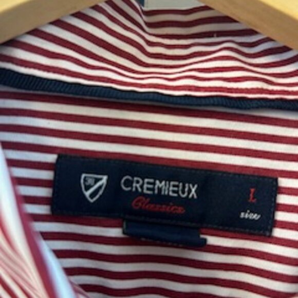 Men's Shirt Cremieux Classics Size Large Burgundy White Striped - Picture 3 of 6